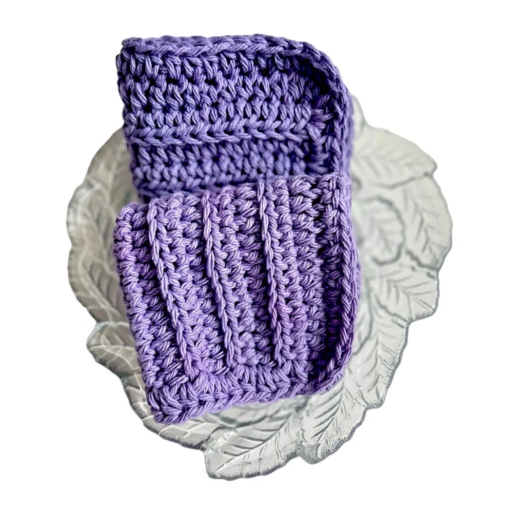 HAND CRAFTED Crochet Colorful Purple 100% Cotton AllPurpose Dish or Wash Cloths